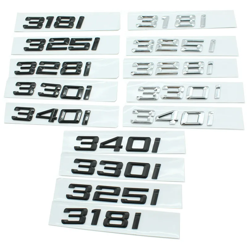 3d ABS Black Chrome Letters For Car Trunk Stickers BMW 318i 528i 325i