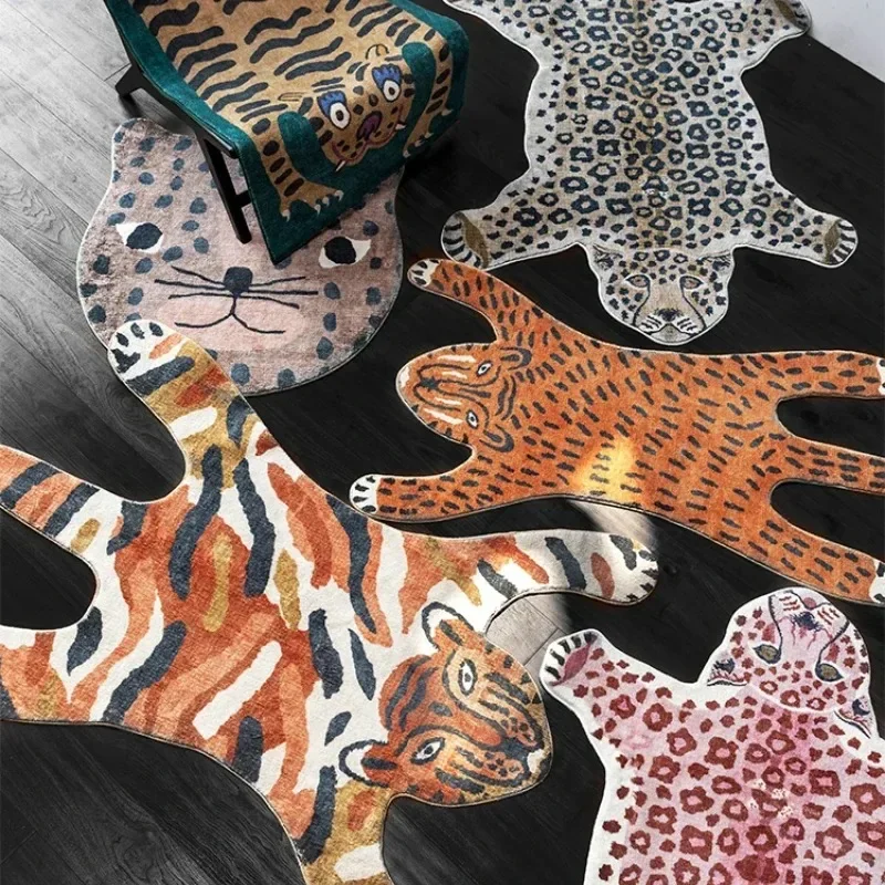 Tappeto da soggiorno Cartoon Leopard Decora Moda Camera da letto Peluche Tappetino Area per il tempo libero Tavolino Tappeto morbido in pelle Kofta - immagine 2