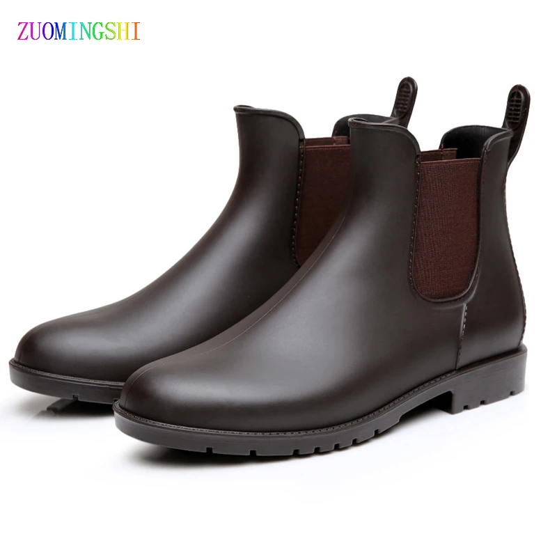 Chelsea Boots Men Rain Boots Low Gumboots Warm Male Low Bot Water Shoes Men Slip Bot Galoshes Fishing Wellies
