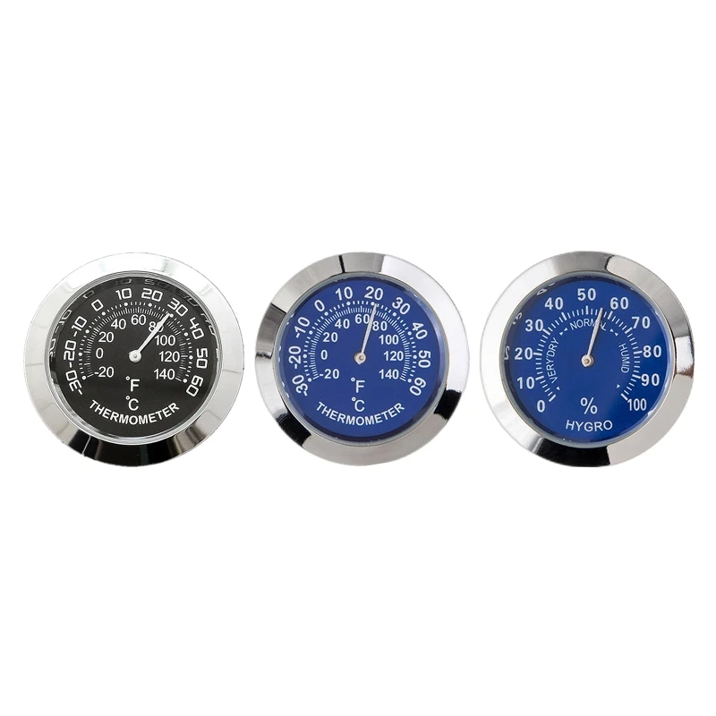 Mini Car Dashboard Thermometer Mini Vehicle Thermometer Decoration Round  Temperature Gauge Humidity Meter Car Decoration