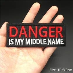 Punk Black & White Slogan Embroidered Iron-On Patch (Dark blue)