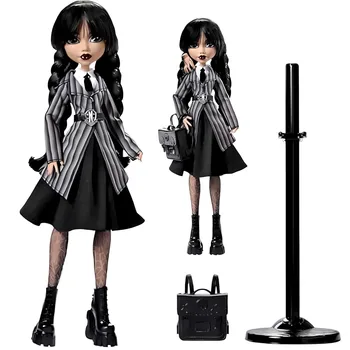 Fashion Student Dolls Wednesday Dolls and Accessories Set, Adams Collectibles Handheld Model Dolls and Decorative ABS Companions 1