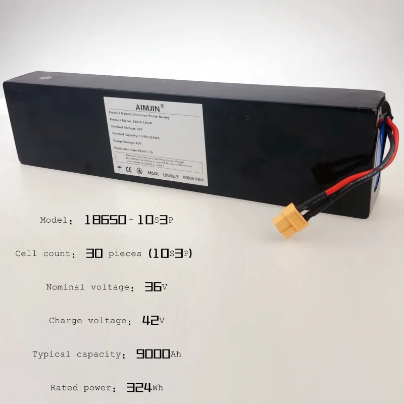 36V 10S3P 9000MAH 18650 Lithium Battery 250W-500W 42V 9.0ah KUGOO S1, S2, S3 Electric Scooters Customizable Plug