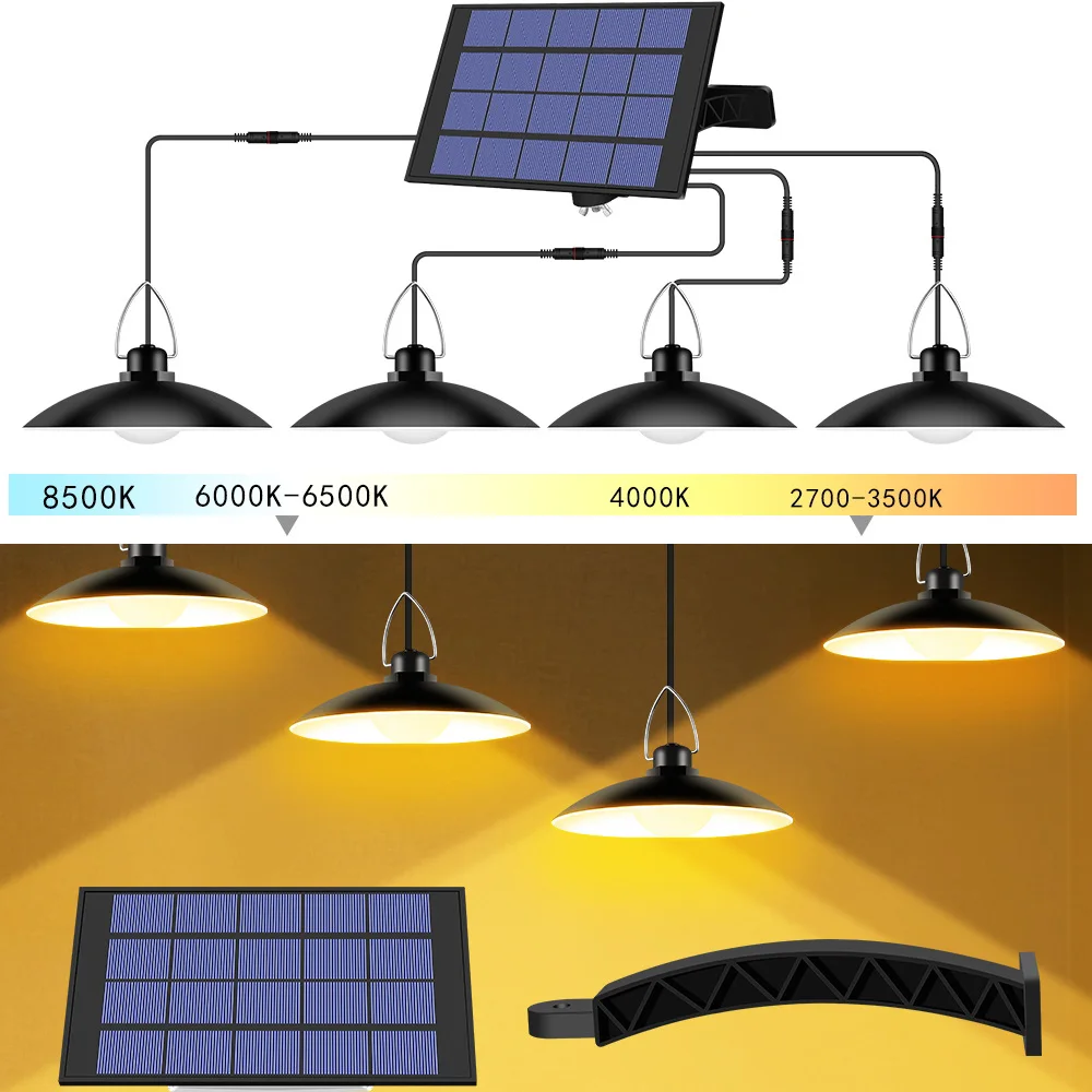 1/2/3/4 Head Solar Outdoor LED Pendant Lights IP65 Waterproof Shed Securit Lighting Garden Hanging Wall Lamp Yard Garage Porch camping solar wind fan solar panel chicken coop cooling fan shed vent fan solar panel garage exhaust fan for pet houses