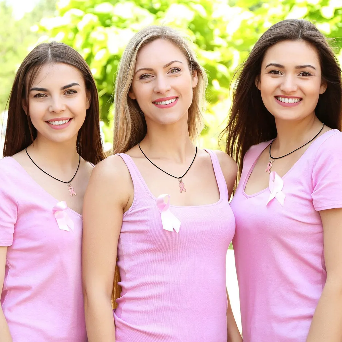 60 Pcs Breast Cancer Awareness Charm Ribbon Pendant Charm Jewelry DIY Accessories for Necklace Bracelet Making Crafts