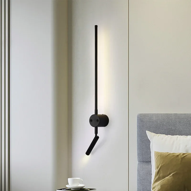 Modern Long LED Wall Lights Bedroom Decoration Indoor Living Room Fixture Black Wall Lamps Stair Hallway Background Sconces