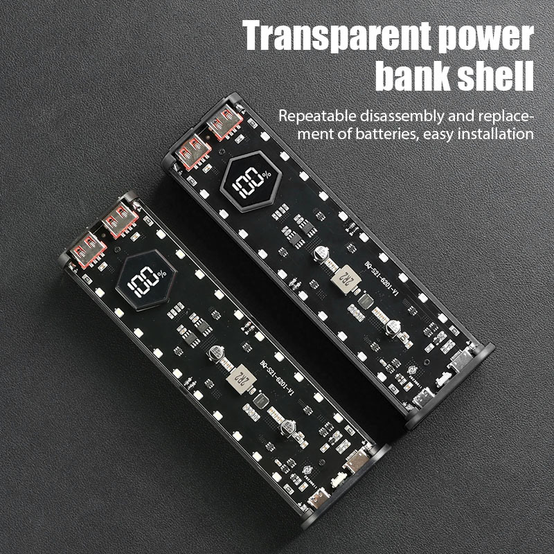 4*21700 Power Bank Cases Battery Storage Box Night Light Dual USB Charge DIY Shell for iPhone Xiaomi 21700 Battery Storage Box