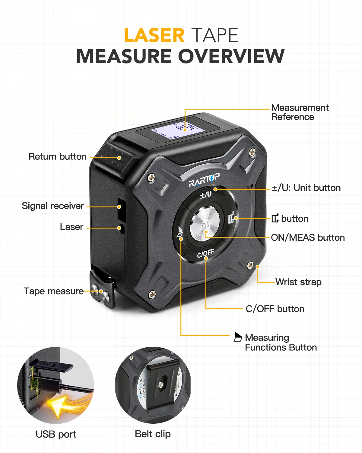 Description Picture 2 of itemPortable Laser Tape Measure Level Hunting Rangefinder Multifunctional Meters Tras Metre Measuring Meter Range Finder Telemeters