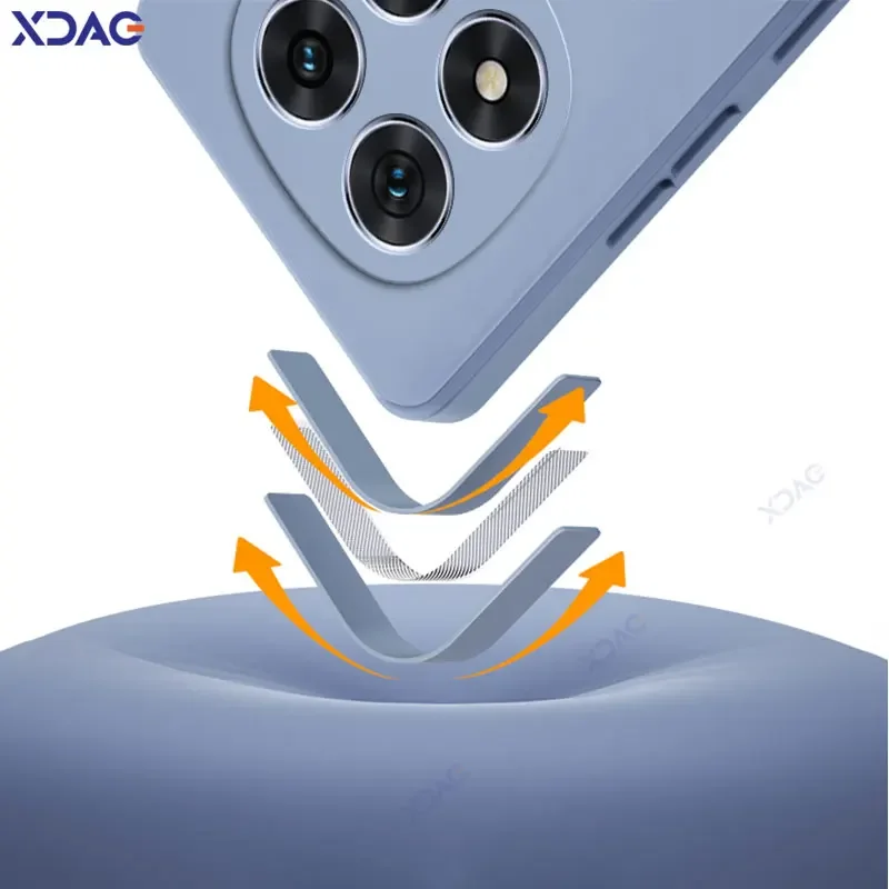 럭셔리 더블 라이너 휴대폰 케이스, Redmi Note 14 Pro RedmiNote14Pro 4G 5G 소프트 스퀘어 액체 실리콘 후면 커버, 낙하 방지 쉘