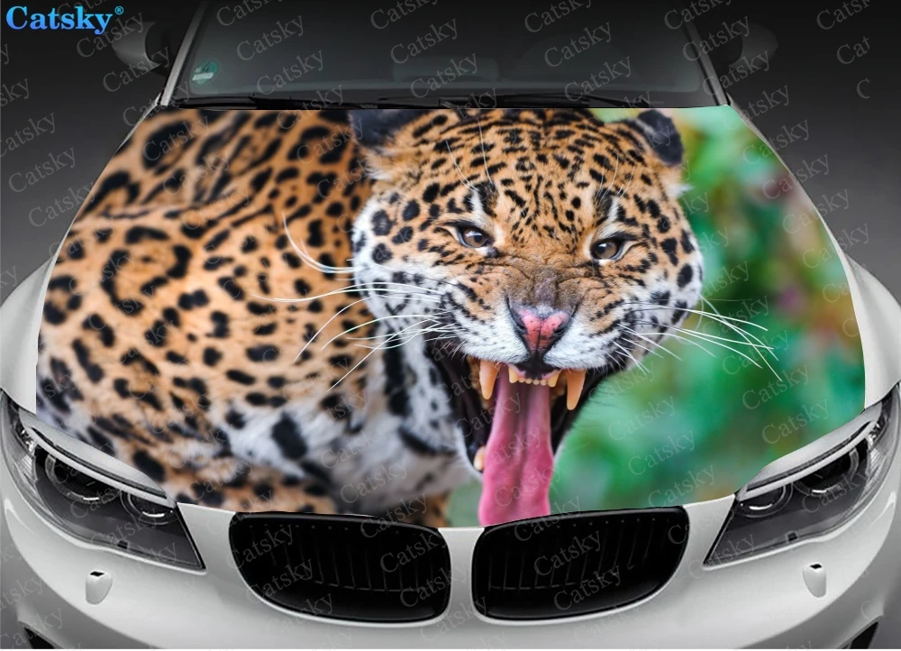 Jaguar Animal Car Hood Car Sticker Pvc Decal Graphic Wrap Car Engine Wrap Adatto Per Camion Suv Universale Personalizzato Fai Da Te