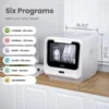 Portable Dishwasher Countertop with 5L Built-in Water Tank, No Hookup Needed, 6 Programs, 360° Dual Spray, 192℉ High-Temp& Air 4