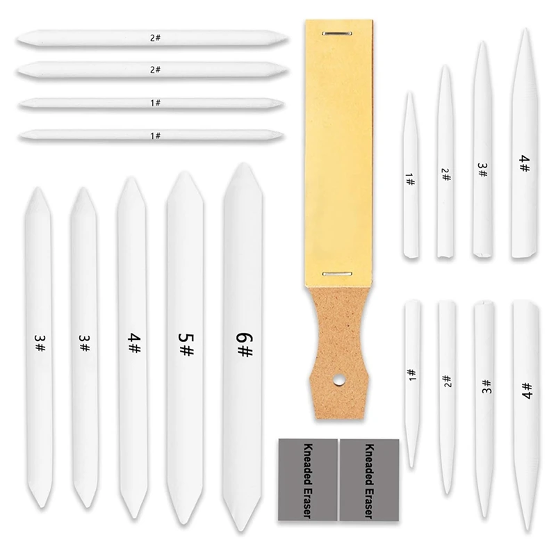 20 PCS Blending Stumps And Tortillions Set Blending Tools Kneaded Eraser And Sandpaper Blocks Durable