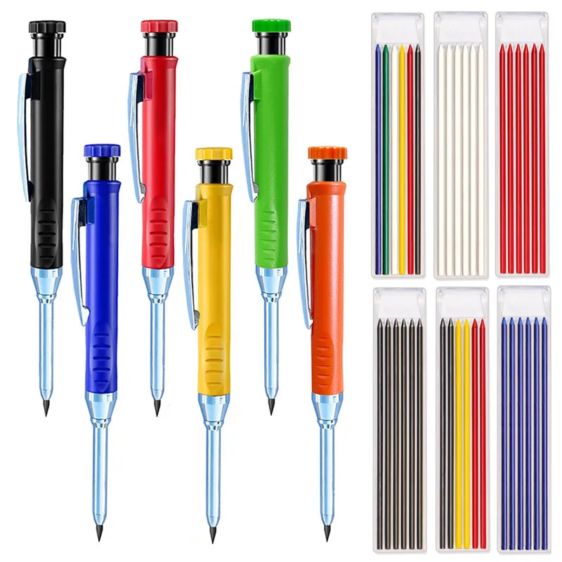 Carpenter Pencil 2.8mm Solid With Sharpener Woodworking Construction Long Head