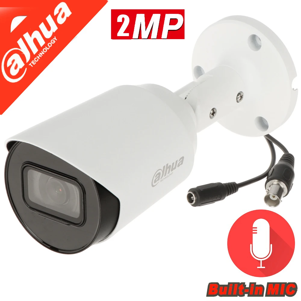 Dahua 2Mp Hdcvi Poc Bullet Camera Hac-Hfw1200T-A-S2 Microfono Integrato Smart Ir Telecamera Analogica Ahd Fotocamera Tvi Supporto Dvr