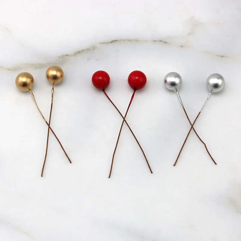 (100 Pieces/Pack) Faux Berries Mix Color Christmas Decoration Party Wedding Arrangement Gift Baking Wrap DIY Craft Decoration