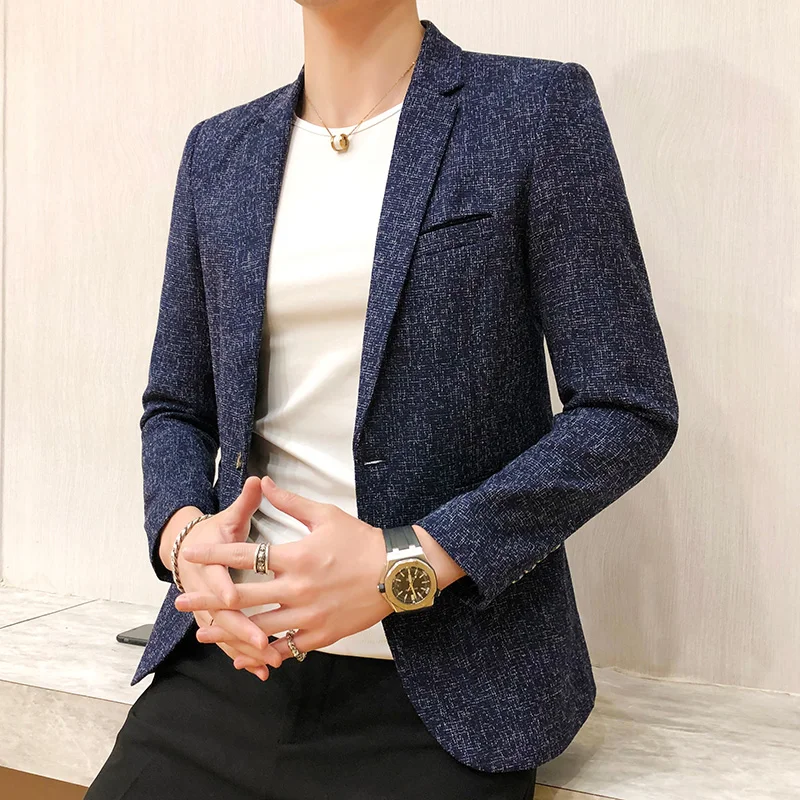 Men Suits Jackets Spring Autumn Blazers Men Fashion Slim Solid Color Single Breasted Coat Casual Business Suits Men's Blazers Tops