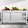 Stainless Steel Kitchen Cabinet Workbench Commercial Operating Table for Hotel Home Cupboard with Sliding Door Kitchen Furniture 3