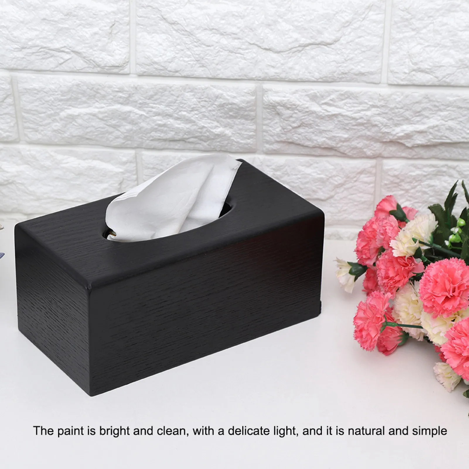Rectangular Tissue Box Natural Elegance Wood Tissue Box For Living Room Bedroom Kitchen (Black) 3