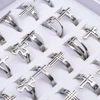 36Pcs/Lot Wholesale Stainless Steel Ring For Hollow Cross Jewelry Charms Finger Decoration Gift 3