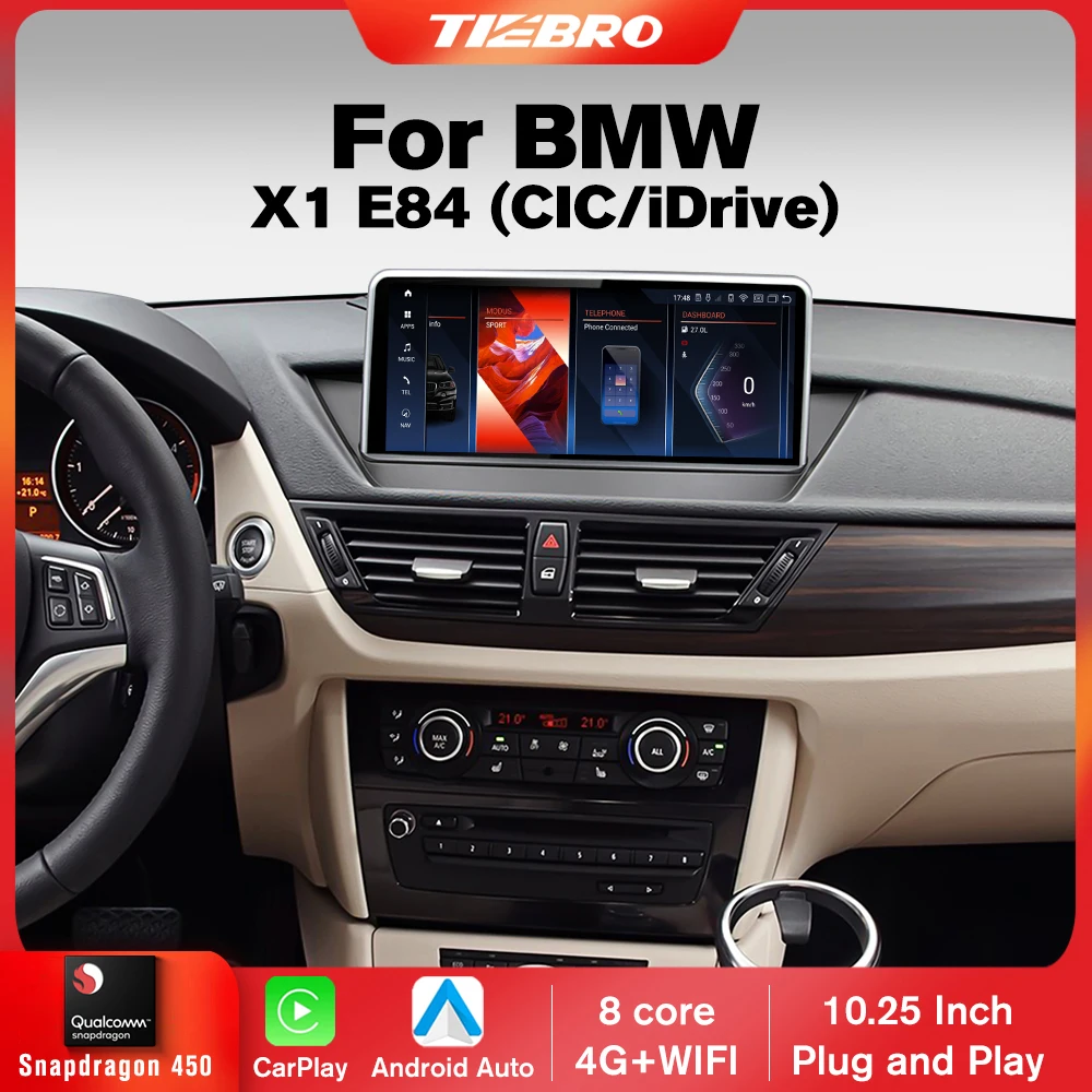 

TIEBRO 10,25 дюймов Android 12 для BMW X1 E84 2010-2015 CIC Idrive система автомобиля Радио Carplay Android Авто Стерео Snapdragon 450