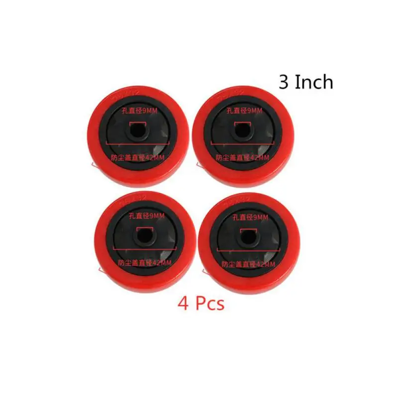 

4 Pcs 3 Inch Polyurethane Red Single Wheel Wear Resistant Cart Double Bearing