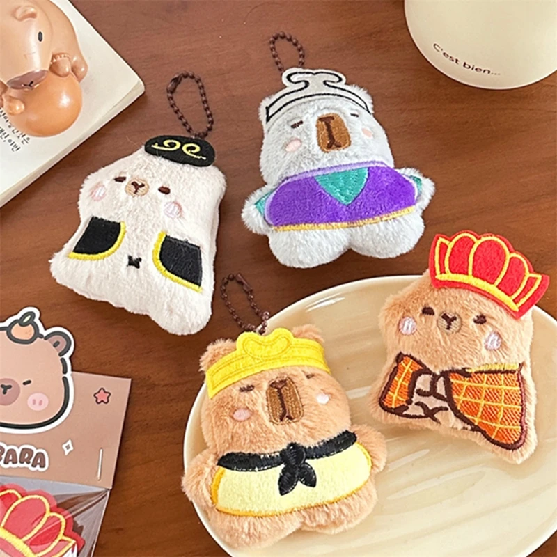 Cute Cartoon Kapibara Plush Toy Cartoon Guinea Pig Pendant Soft Stuffed Doll Keychain Backpack Car Bag Key Ring Decor Kid Gift