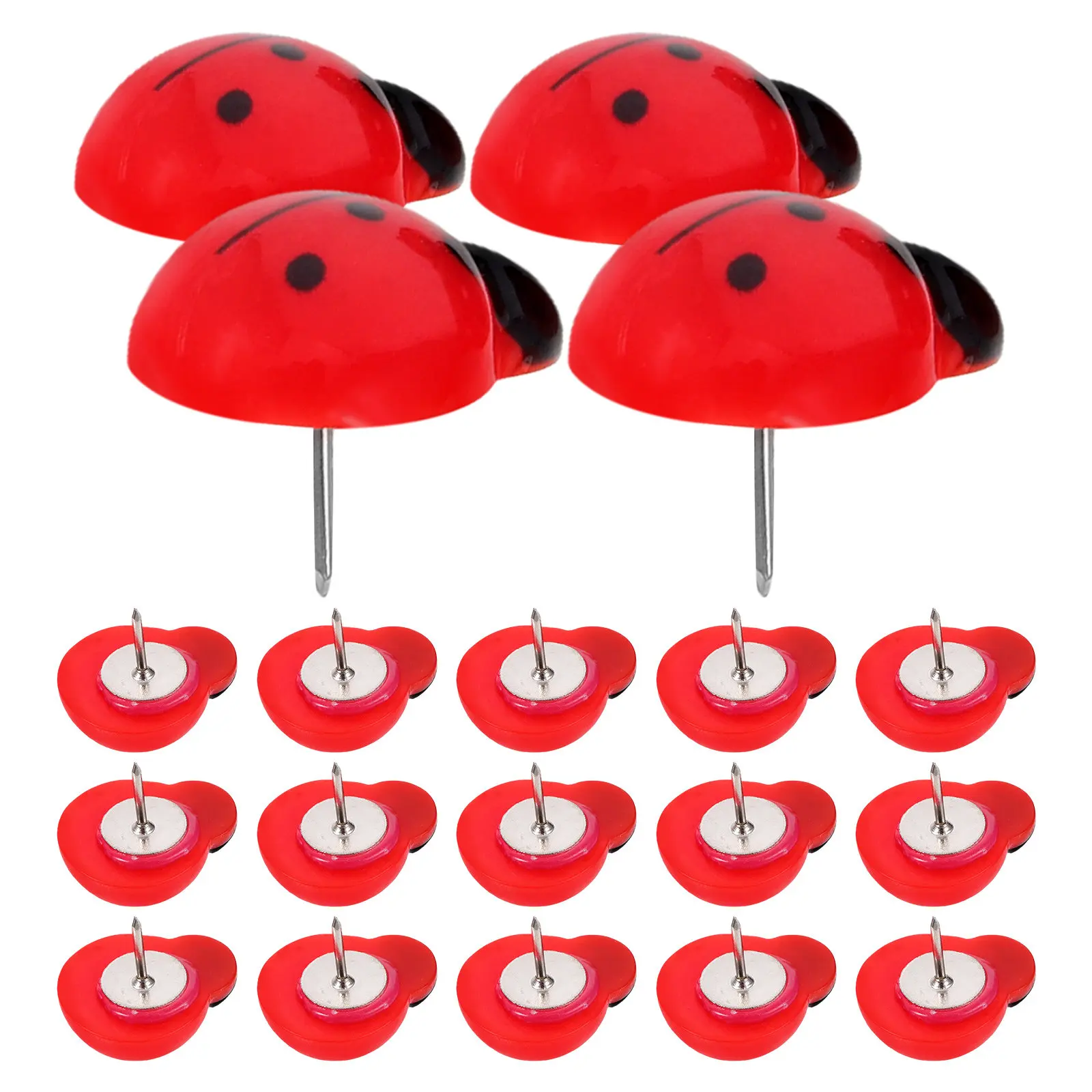 20Pcs 귀여운 무당벌레 푸시 핀 게시판 코르크 보드지도 사무실 학교 사진을 위한 창의적인 장 엄지 못핀