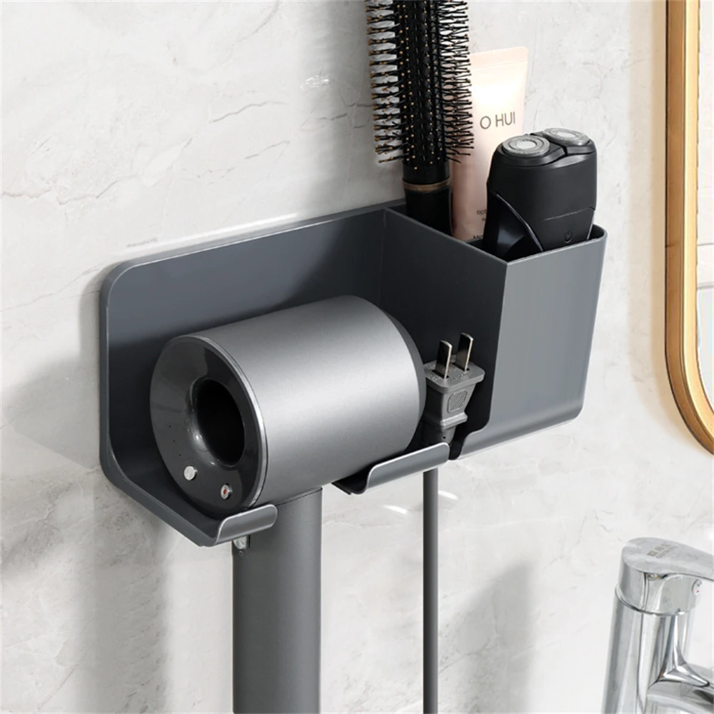 Bathroom Hair Dryer Storage Rack Household Wall Mounted Tray 2024 Multifunctional Shaving Razor Holder Cosmetic Toothbrush Shelf