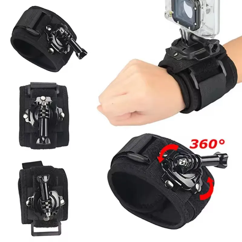 Support Poignet Rotatif 360° pour GoPro Hero 13/12/11, Insta360 X5/X4/X3, DJI Action 5 Pro - Sangle de Main
