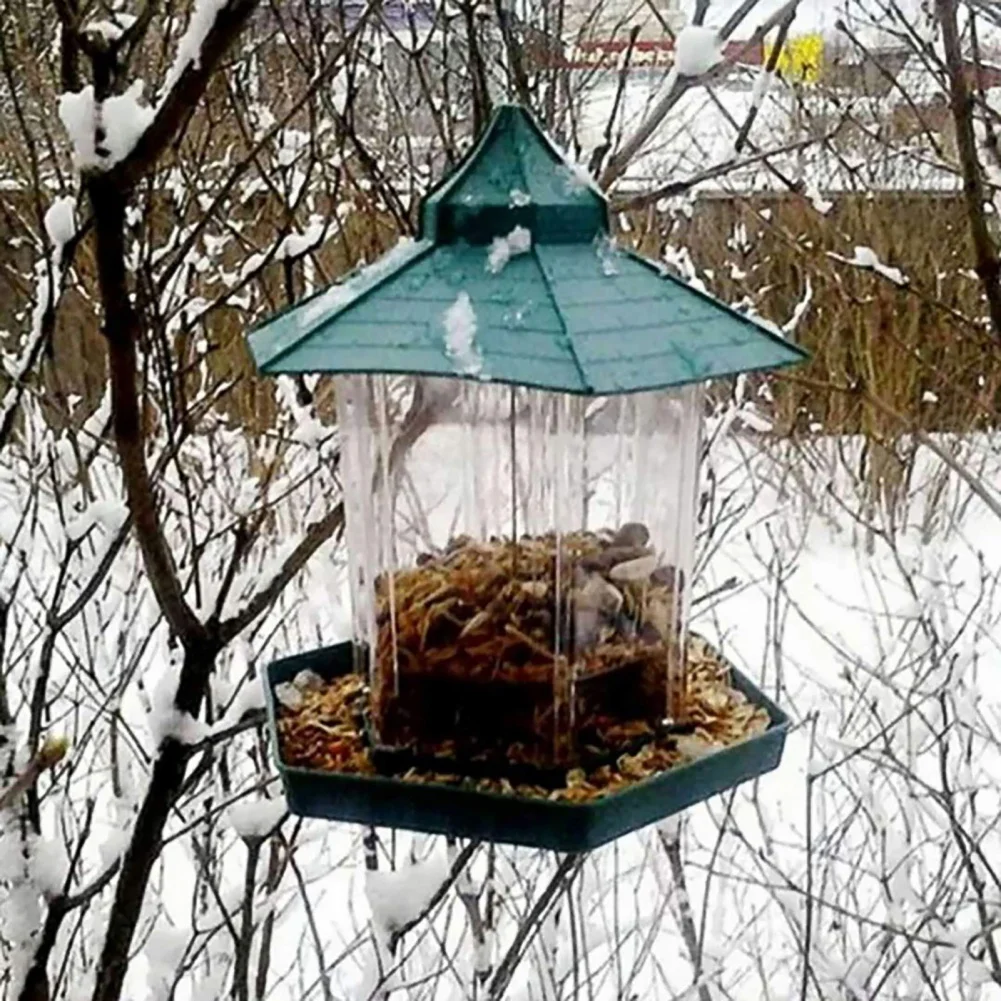 Garden Yard Outdoors Decoration Hexagon Shaped Large Capacity Easy to Use Gazebo Bird Feeders Wild Bird Feeder 4
