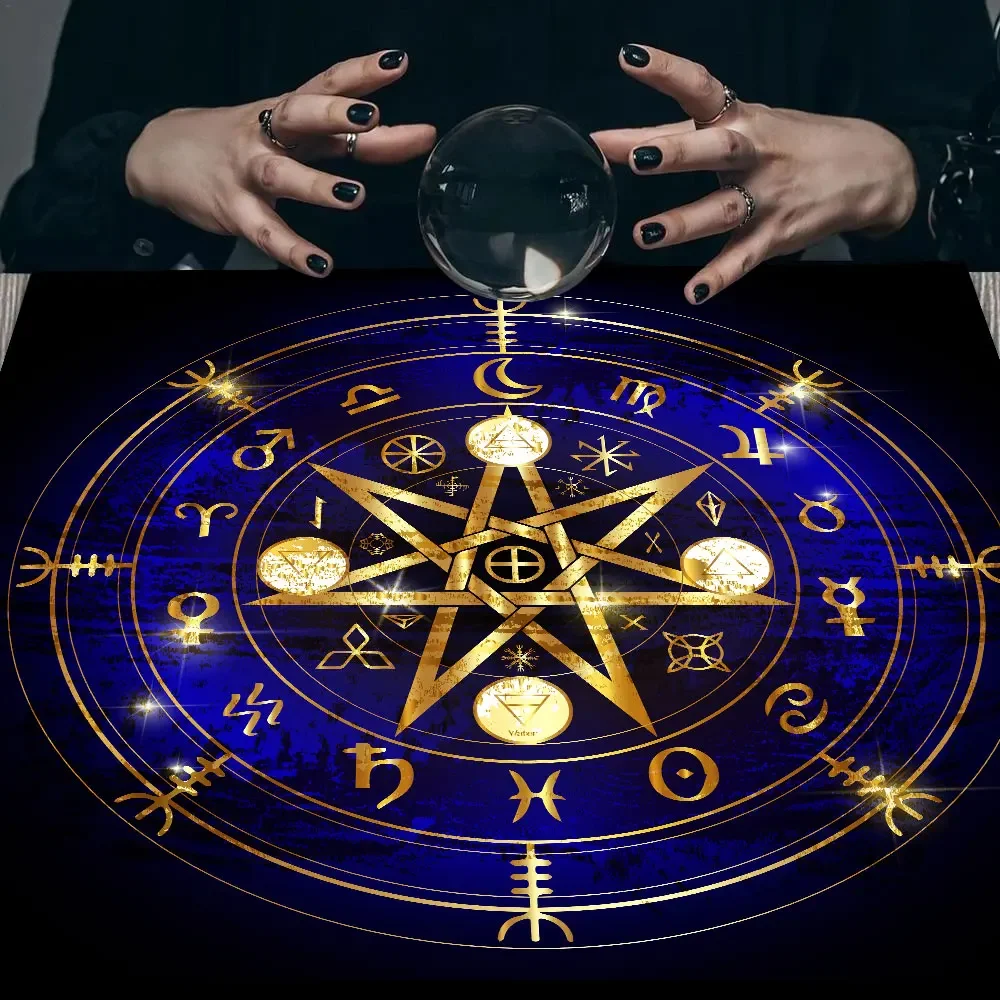 Forma quadrata Pendolo Divinazioni Mat Tovaglia Gioco da tavolo Pad Rune Tovaglia Metafisica Gioco da tavolo Mat
