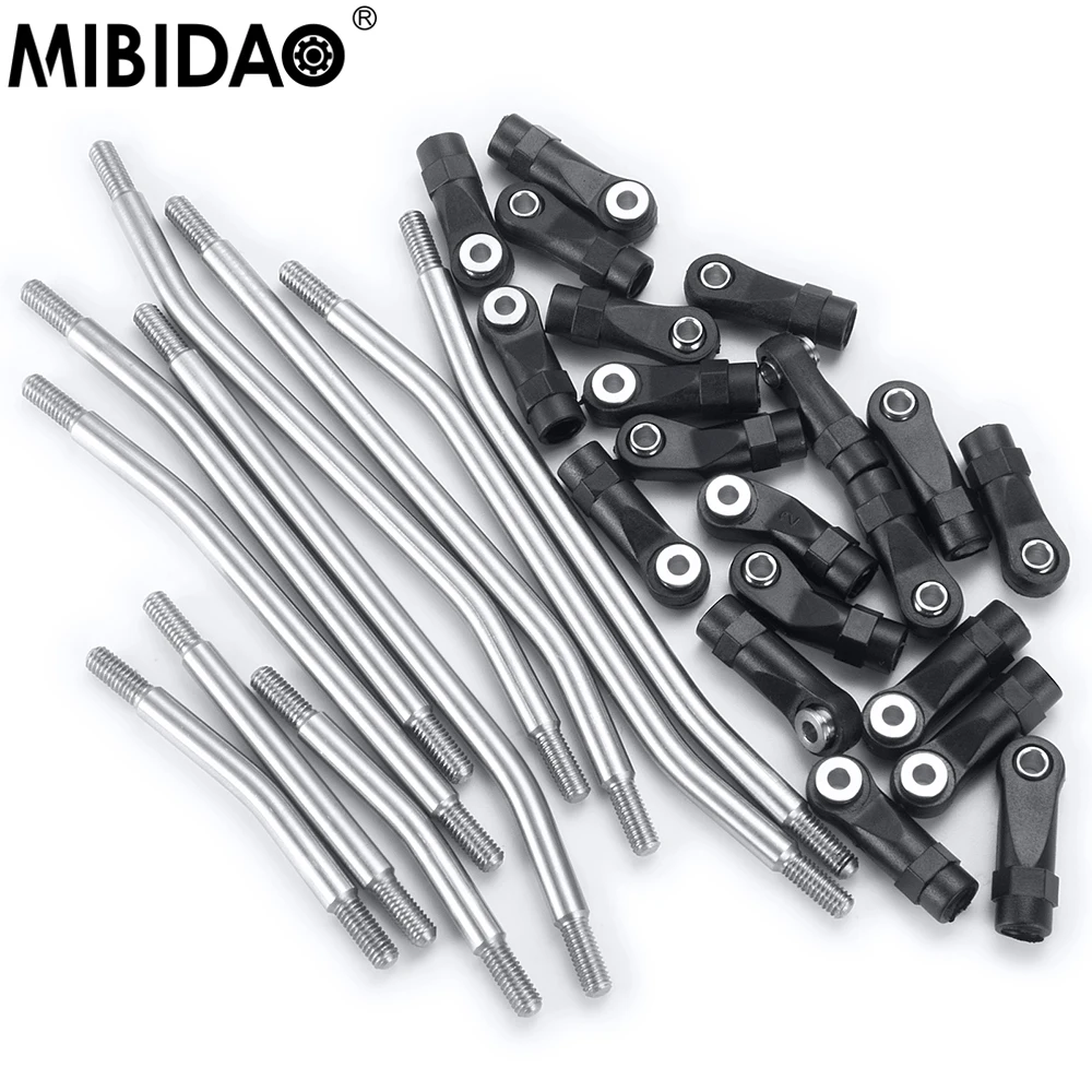 10pcs/lot Stainless Steel Link Rod Unassembled Kit 313/324mm Wheelbase For 1/10 Rc Car Crawler Axial Scx10 Ii 90046 - Parts & Accs