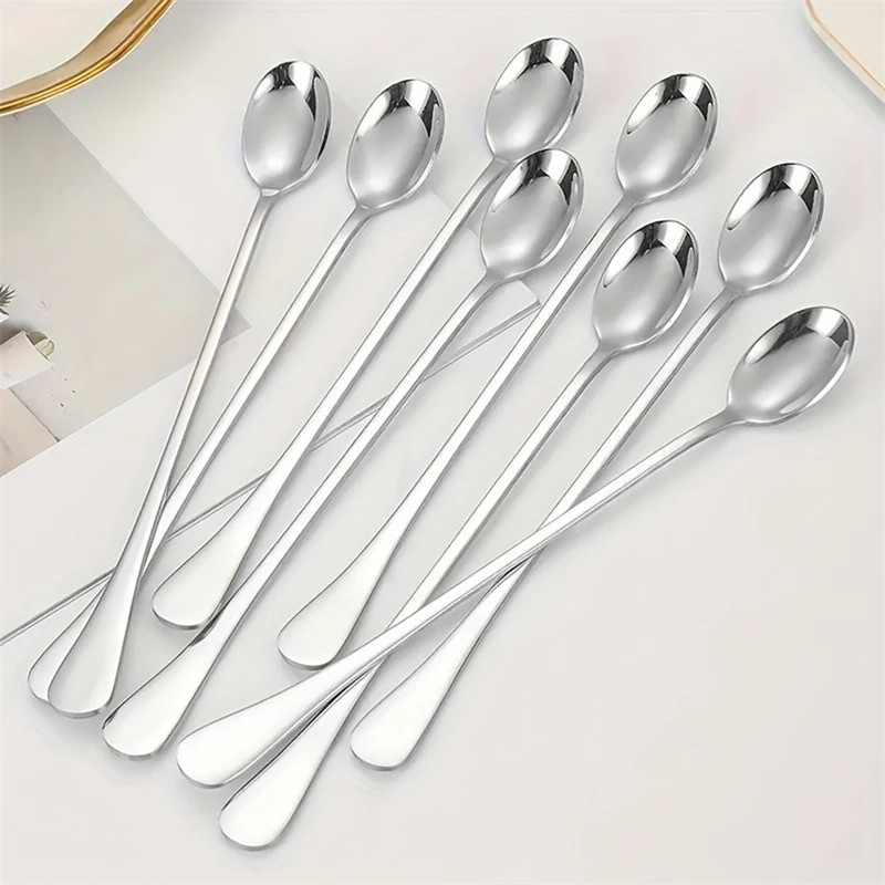Description Picture 3 of item4pcs Stainless Steel Scoop Ice Cream Candy Tea Spoon Milkshake Coffee Multi-Purpose Spoon Bar Tools Long Handled
