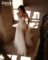 Customized Wedding Dresses Sweetheart For Strapless Women 2024 Charming Simple Tulle Bridal Gowns Side Slit Vestidos De Novia 1