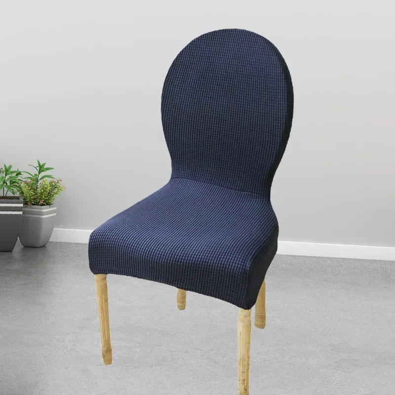Round Back Chair Cover Jacquard Adjustable Large Size Luxury Chair Pad Case 2024 Christmas Seat Cover Streach Dining Chair Cover 4