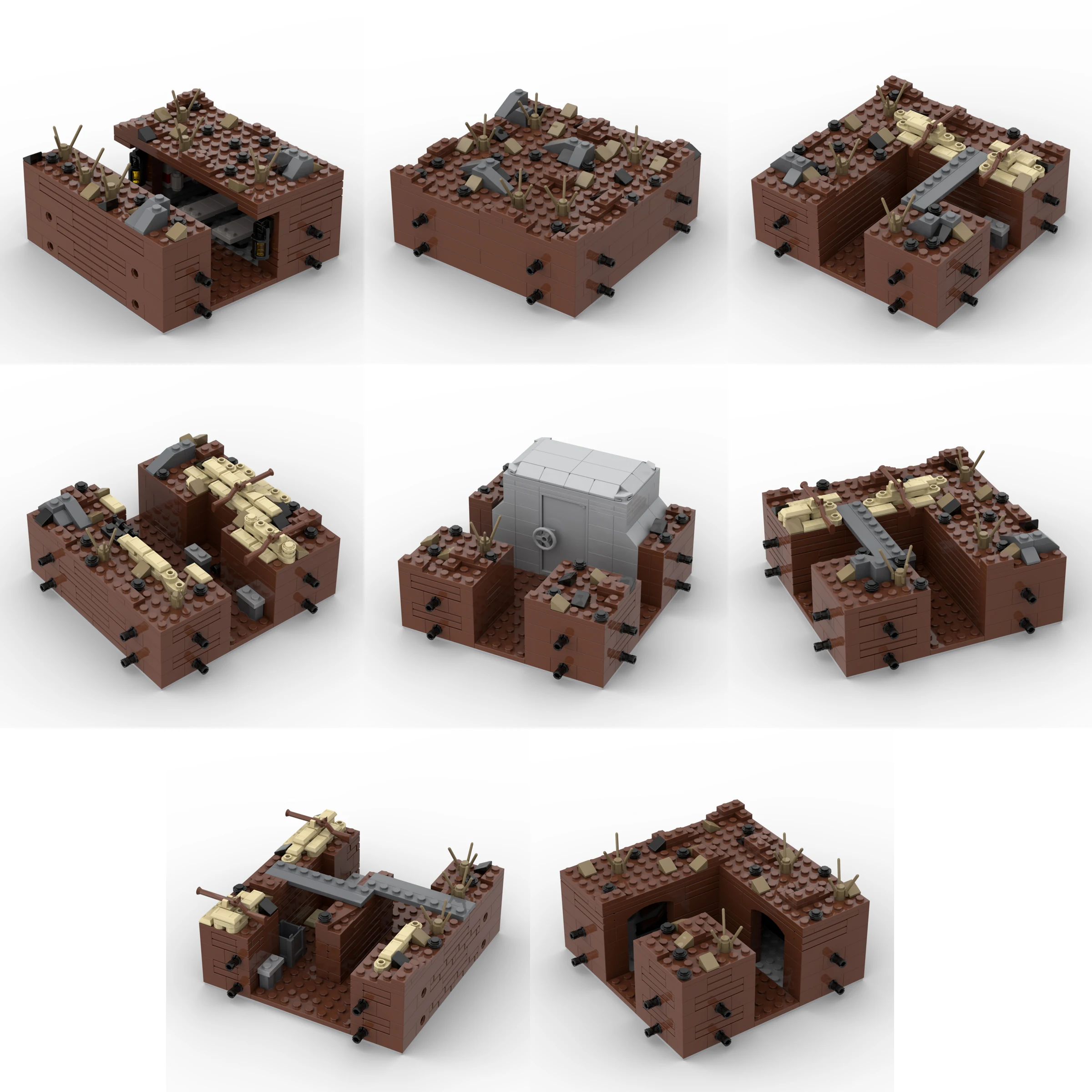 BrickBounty 30 pezzi di sacchi di sabbia per blocchi di costruzione di giocattoli militari, modulo di scena di guerra per bunker di soldati con minifigure