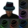 LED Gangster Fedora Hat Casual Bachelor Travel NightClub Holiday Light Up Supplies LED Gentlemen Gangster Hat Rave Accessories 1