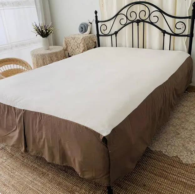 Twin Size Hochwertiges 100 % Baumwollmaterial Rüschen Stickerei Pinch Plissee Bettrock Tagesdecke Bettdecke Bettwäsche (100 x 190 x 40 cm))