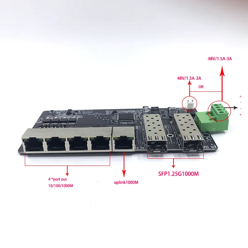 벽걸이 이더넷 스위치 기가비트 비관리 네트워크 스위치, SFP 포트 2 개, 5 포트, 10, 100, 1000Mbps