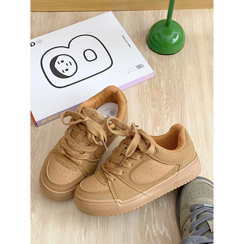 Retro Board Shoes for Women 2024 Spring New Sports White Shoes Versatile Thick Sole Casual Shoes Low Top Women Shoes 24-136