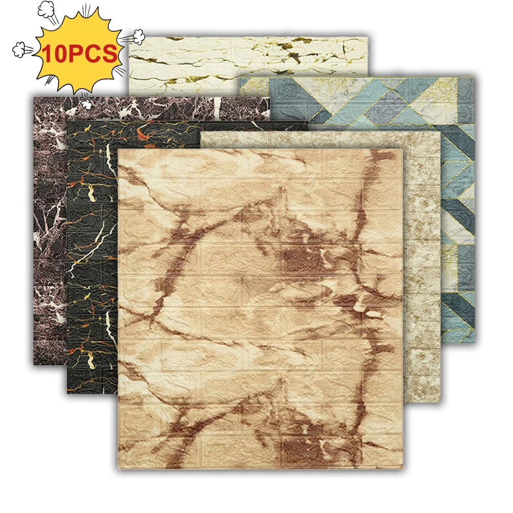 10pcs 3D New Self-adhesive Foam Brick Thicken Wallpaper Waterproof and Oilproof DIY Sticker For Living Room Home Decoration |