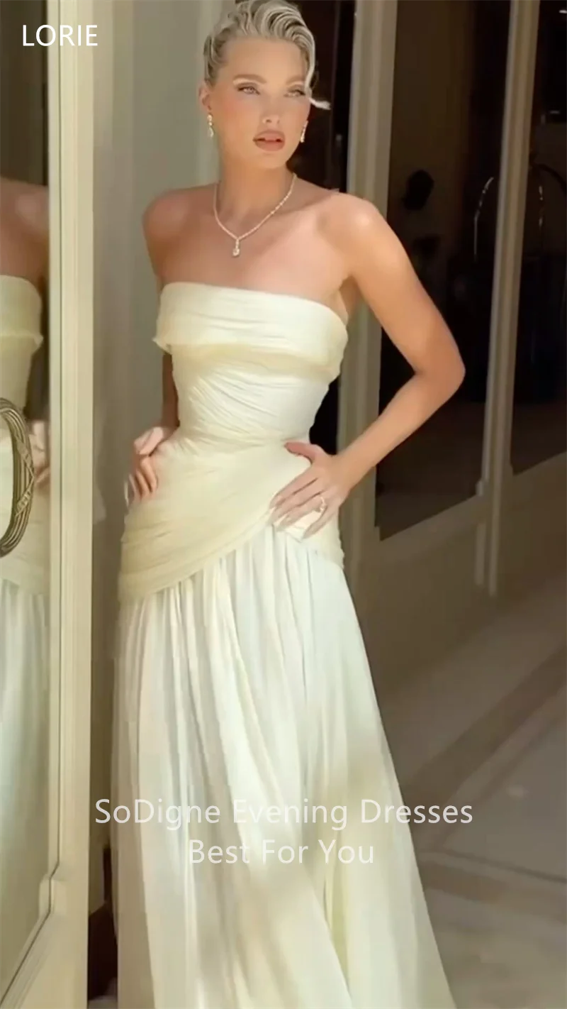 LORIE Chiffon Pleat Level Wedding Dresses Strapless illussion Elegent Fairy Bridal Gown Floor-Length Bride Gowns Customized