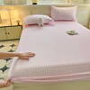 Plaid Style Fitted Sheet Skin-friendly Bed Cover Elastic Bedsheet for Girls Boys Room Couvre Lit Home Bed Linen(No Pillowcase) 1
