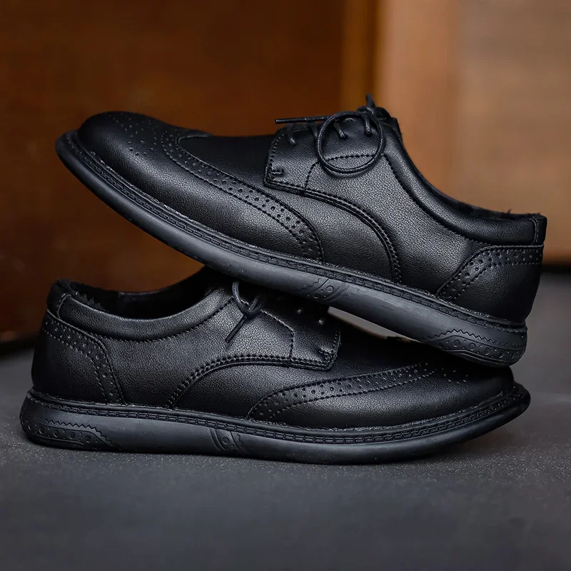 Italian Mens Genuine Leather Dress Shoes Brogue Outdoor Wedding Shoes Men Formal Casual Luxury Brand Work Office Shoe