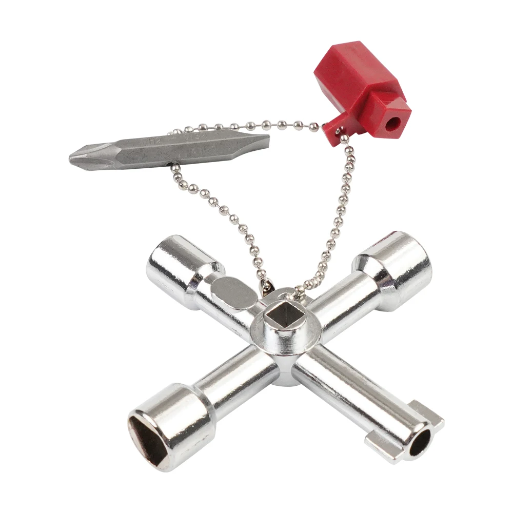4 Directions Universal Cross Key Multi-Functional Electric Control Cabinet Triangle Wrench Key For Gas Train Bleed Radiator