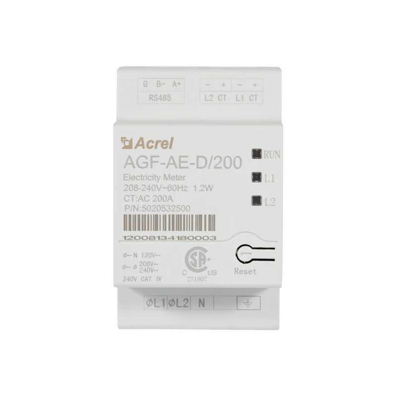 

Acrel single phase AGF-AE-D/200 PV/Solar inverter energy meter din rail installation with UL certificate