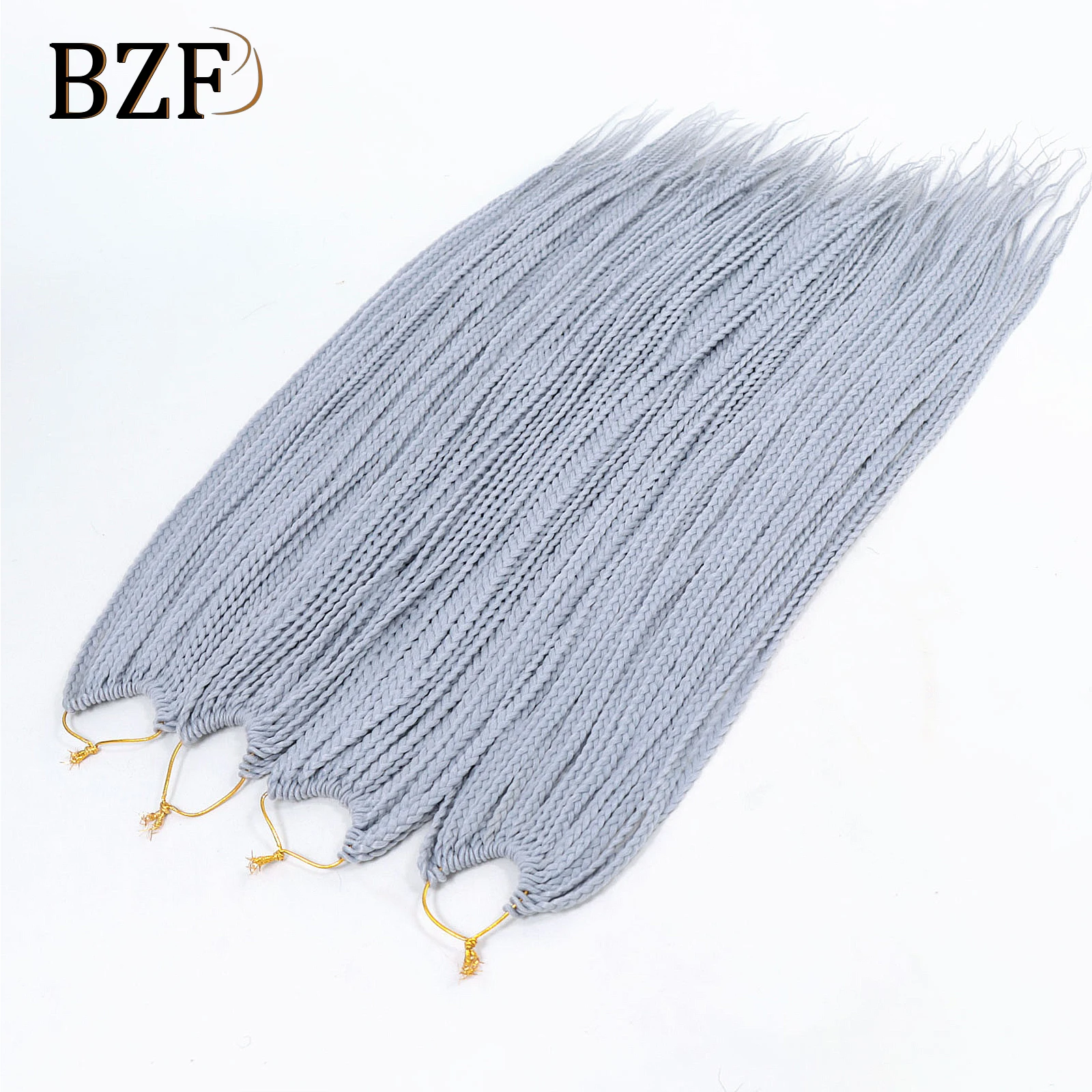 Grey 3X Box Braids Synthetic Hair 24" Crochet Braiding Hair Extensions Goddess Blue Braid Pre looped Ombre Colored For Women 4