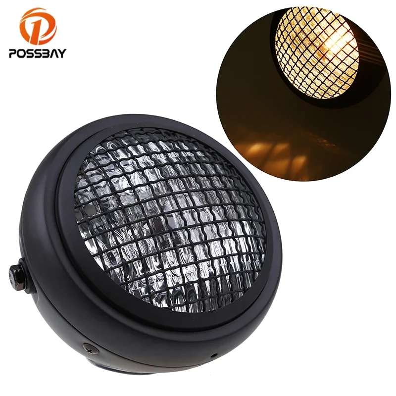 

POSSBAY For Honda Yamaha Suzuki Harley Cafe Racer 12V Halogen Motorcycle Headlight Headlamp Front Universal 6'' 35W Head Light