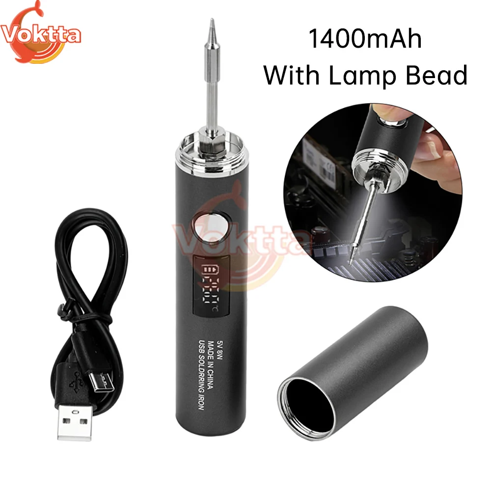 Soldering Iron Electric Soldering Iron Soldering Iron Kit Soldering Iron Set USB Soldering Iron Adjustable Temperature 260-420℃ Electric Soldering Iron Kit 850mAh/1400mAh Battery Solder Welding Tool