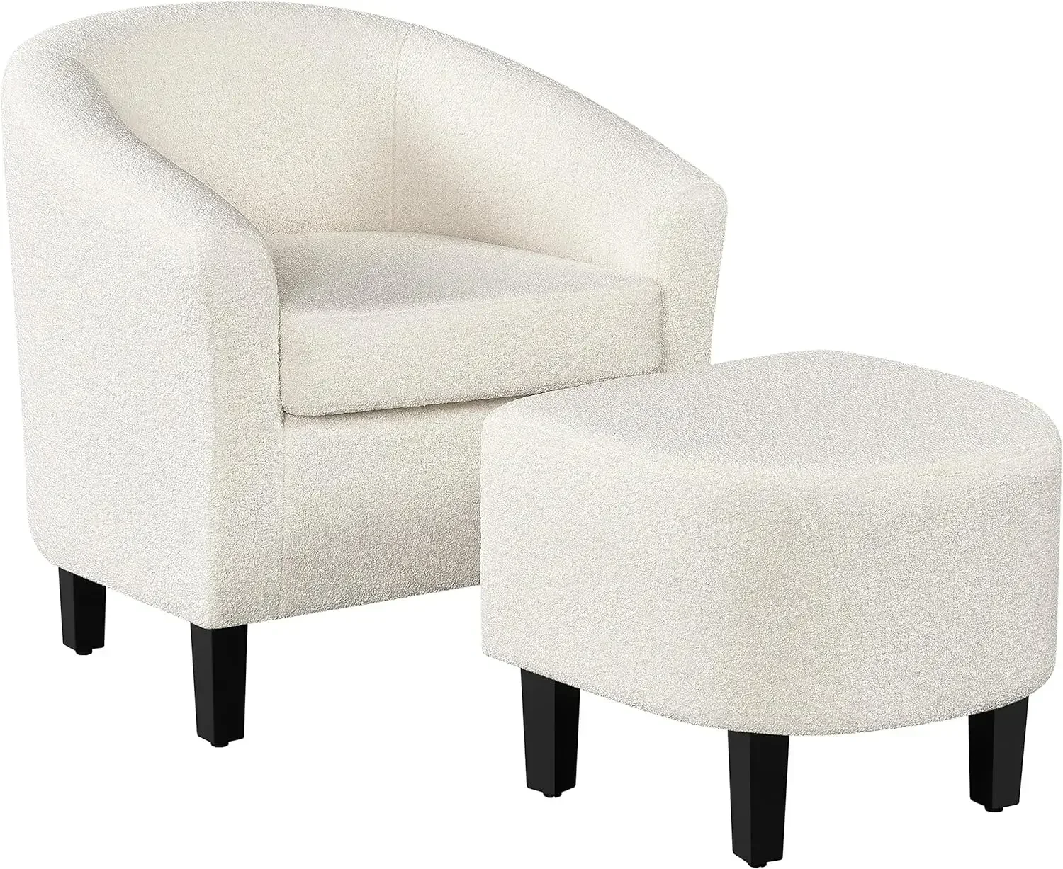 

Yaheetech Accent Chair and Ottoman Set, Modern Fuzzy Sherpa Barrel Chair and Footrest, Comfy Boucle Armchair and Footstool for L